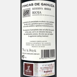 Rioja Reserva Fincas de Ganuza DOC 2012 - Remirez de Ganuza