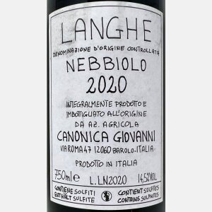 Langhe Nebbiolo DOC 2020 - Giovanni Canonica
