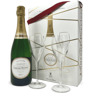 Champagne La Cuvee Brut AOC Gift box + 2 Glasses -...
